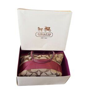 Coach Signature C Stripe Burgandy Patent Leather Shoulder Bag F19046 with Box